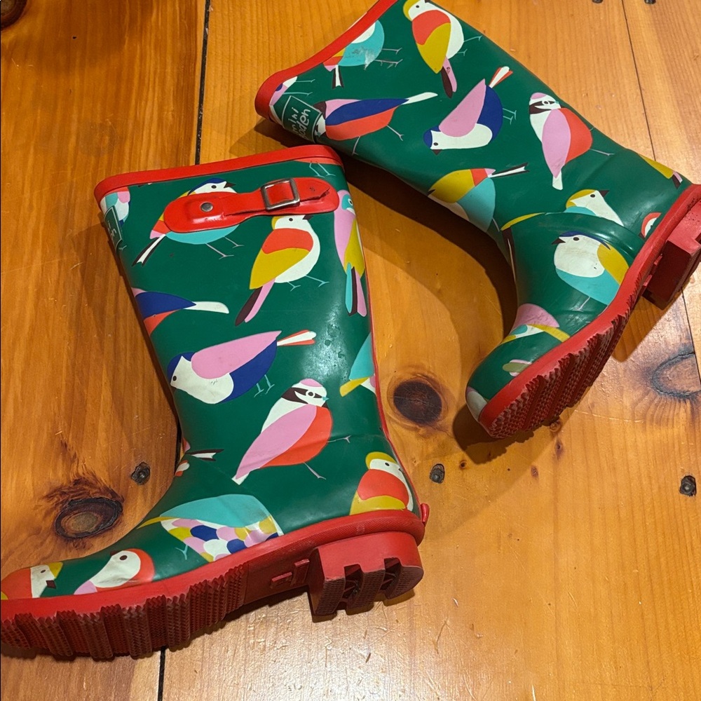 MINI BODEN 35 Bird Print Wellies Rain Boots Rubber Slosher Liner - Picture 9 of 9